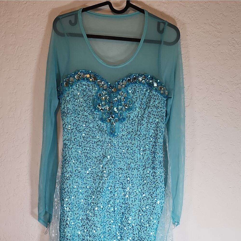 Leg Avenue Blue Sequin Long Sleeve Princess Elsa Frozen Costume Dress, Size M - Picture 3 of 14